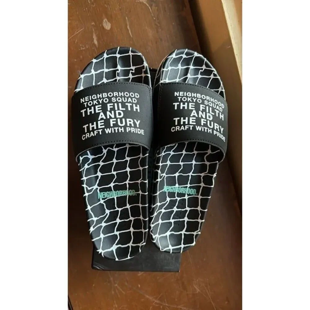 NBHD X HAYN SLIDES - BLACK SIZE 10 MENS NEW NEIGHBORHOOD